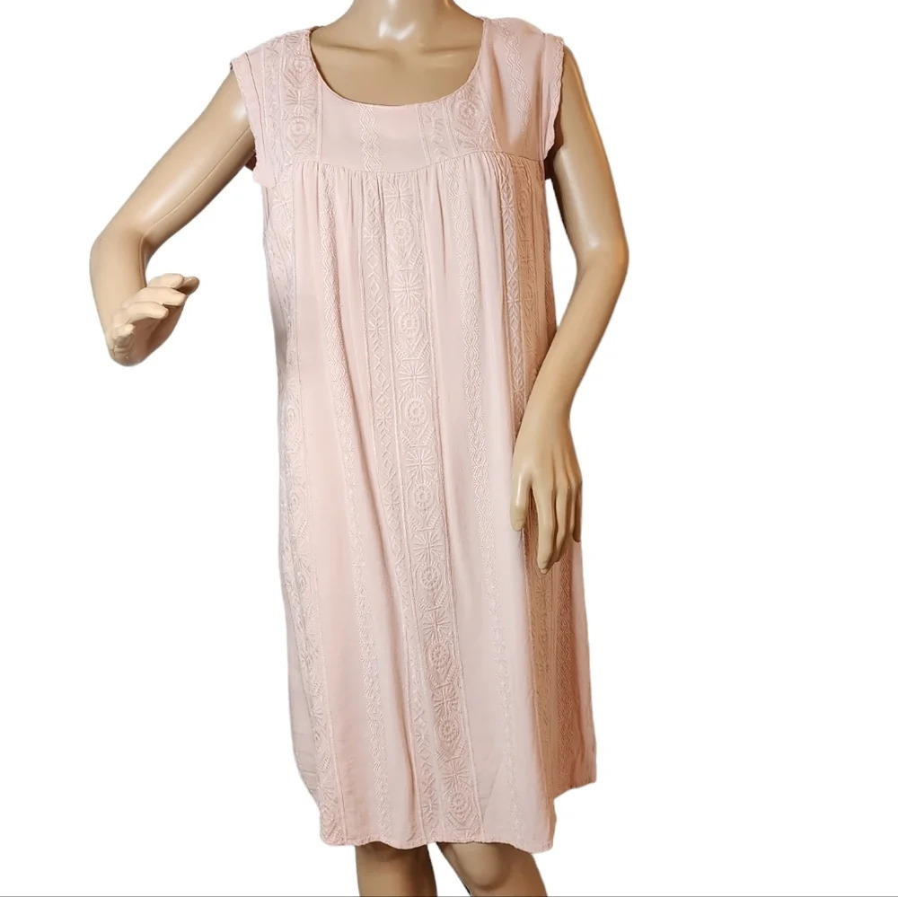 Knox Rose Pink embroidered sleeveless dress.  Size XL. Rayon. - Picture 12 of 16